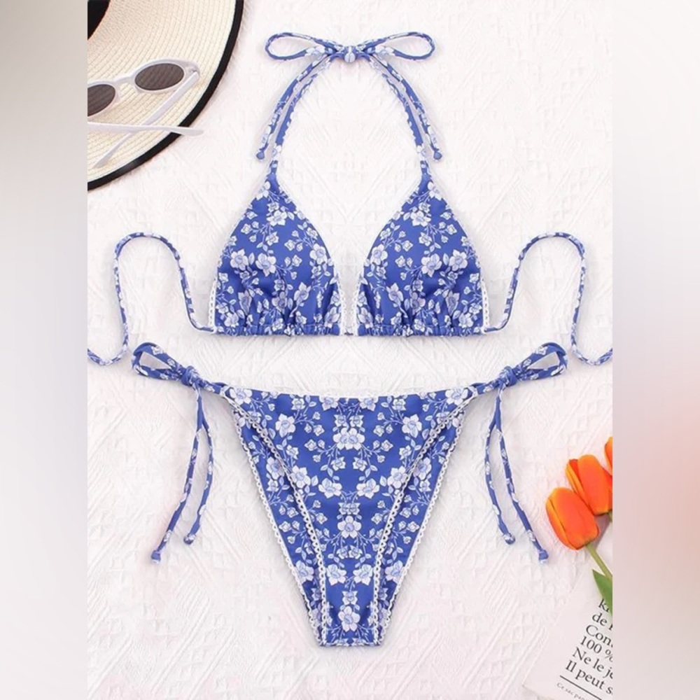 Blue Floral Bikini Set
